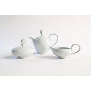 Augarten Wien Orient 3pc White Art Deco Tea Set Ena Rottenberg Austria